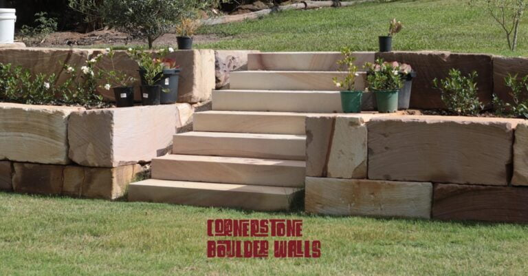 sandstone block walls and steps Warner