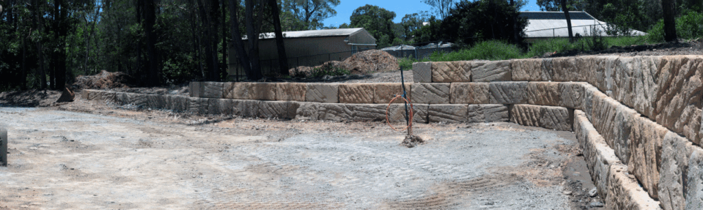 Sandstone Retaining Walls and Stairs - Warner 20 panorama north west corner