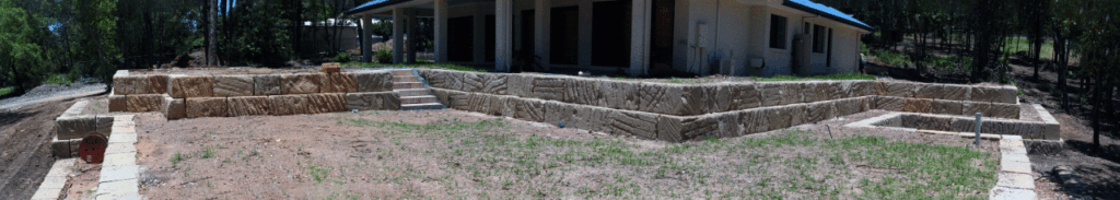 Sandstone Retaining Walls and Stairs - Warner 19 panorama south east corner